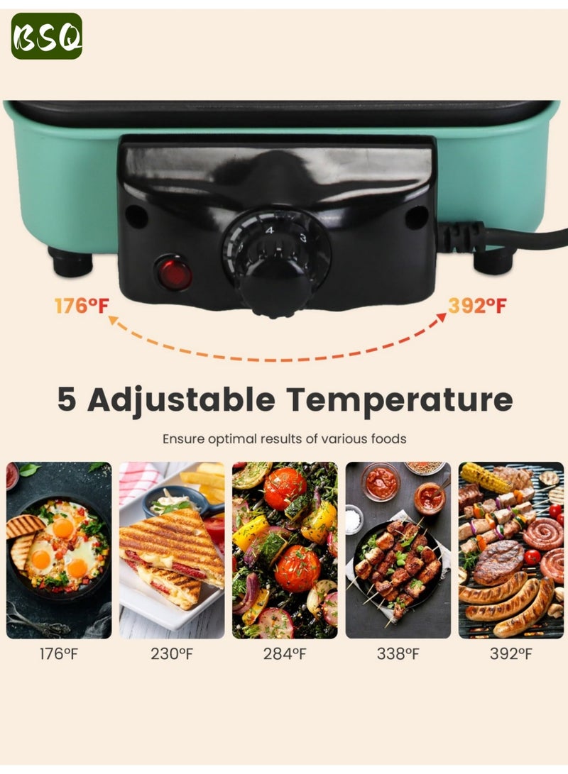 بي إس كيو شواية كهربائية متعددة الوظائف 2 في 1 | 5 إعدادات لدرجة الحرارة | شواية كورية بدون دخان | شواية محمولة عالية الطاقة 1500 واط بأنبوب مزدوج مع حامل قابل للفصل | لوحة تحكم غير لاصقة | سطح طهي مسطح للصلصات | مناسبة للبرغر والبيض والفطائر والشواء | مساحة طهي كبيرة جدًا | شواية داخلية/خارجية - Image 5